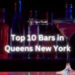 Top 10 Bars in Queens New York - Different types of alcohols in a dim light bar, a glass of cocktail on a table
