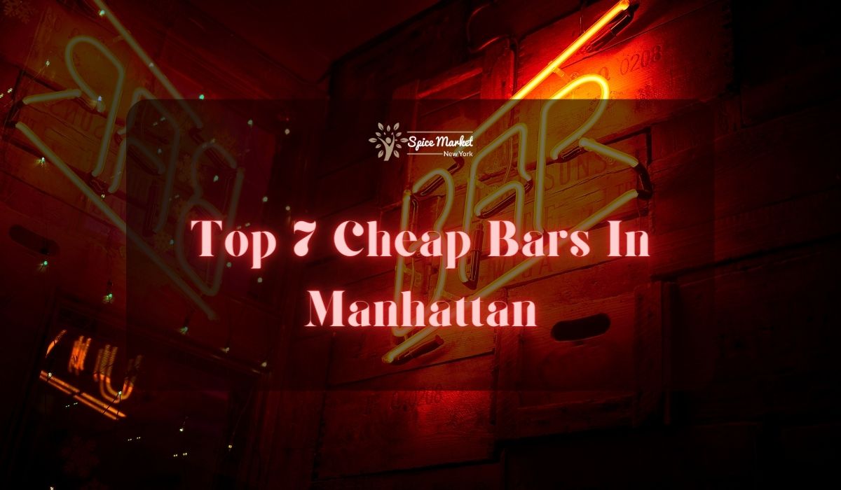 Top 7 Cheap Bars In Manhattan NYC - a bar sign that says "bar" in yellow colored lights